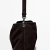 Split Suede Leather Bag with Eyelets