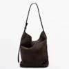 Split Suede Leather Bucket Bag