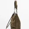 Split Suede Leather Bucket Bag