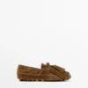Split Suede Loafers with Fringing and Tassels
