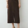 Straight Nubuck Leather Midi Skirt