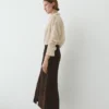 Straight Nubuck Leather Midi Skirt