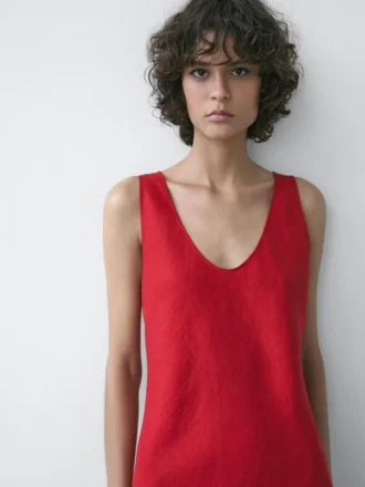 Strappy Linen Midi Dress