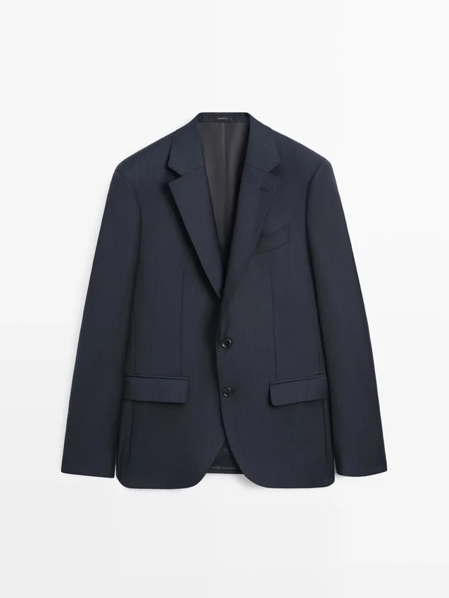 Striped Cool Wool Suit Blazer Striped Cool Wool Suit Blazer