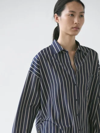 Striped Flowing Shirt with Pocket Detail