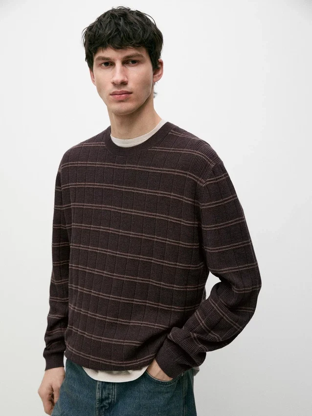 Striped Knit Crew Neck Sweater Striped Knit Crew Neck Sweater