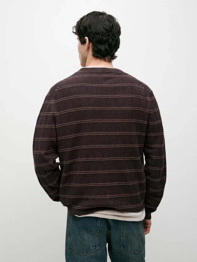 Striped Knit Crew Neck Sweater Striped Knit Crew Neck Sweater