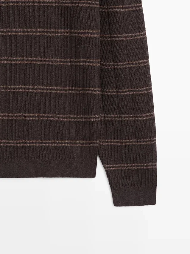 Striped Knit Crew Neck Sweater Striped Knit Crew Neck Sweater