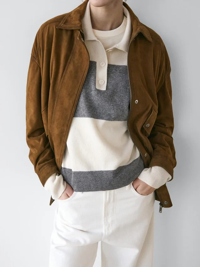 Striped Knit Polo Collar Sweater Striped Knit Polo Collar Sweater