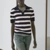Striped Knit Polo Sweater