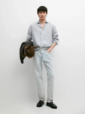 Striped Slim Fit Linen Shirt