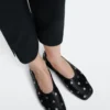 Studded Ballet Flats with Square Vamp