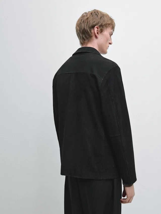 Suede Leather Jacket with Pockets Suede Leather Jacket with Pockets