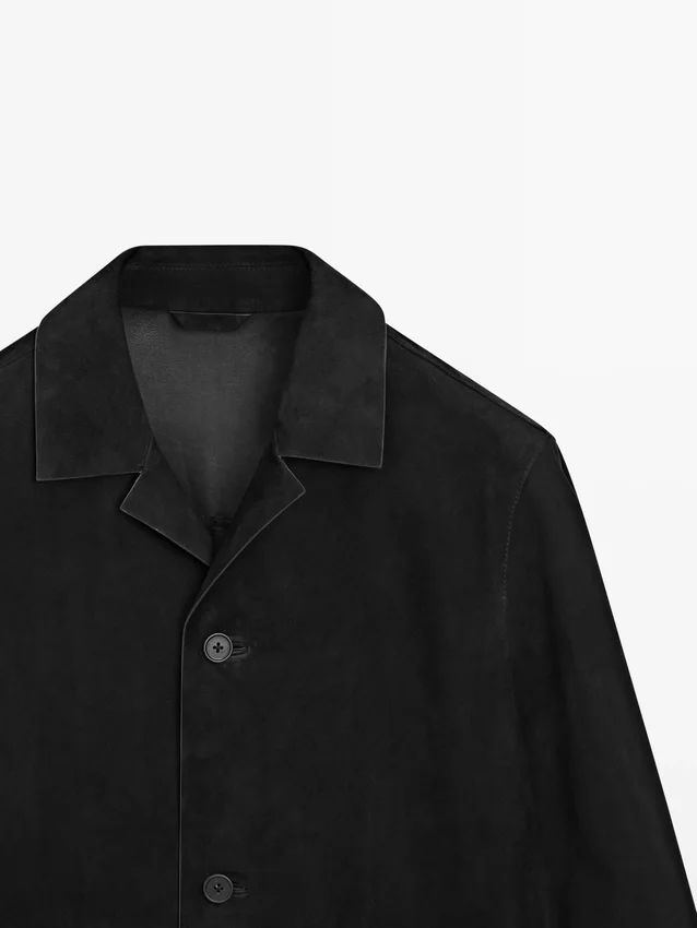 Suede Leather Jacket with Pockets Suede Leather Jacket with Pockets