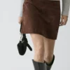 Suede Leather Mini Skirt
