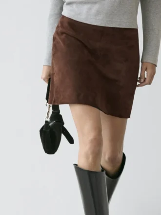 Suede Leather Mini Skirt Suede Leather Mini Skirt