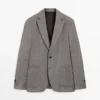 Tailored Linen Blend Herringbone Blazer