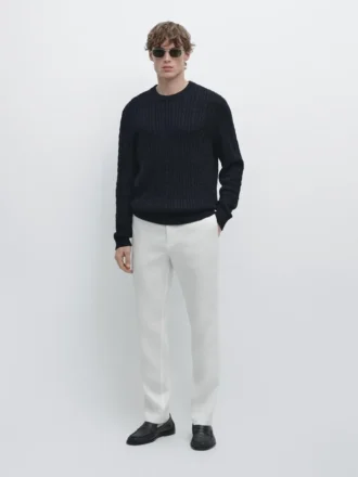 Tapered Fit Linen Trousers