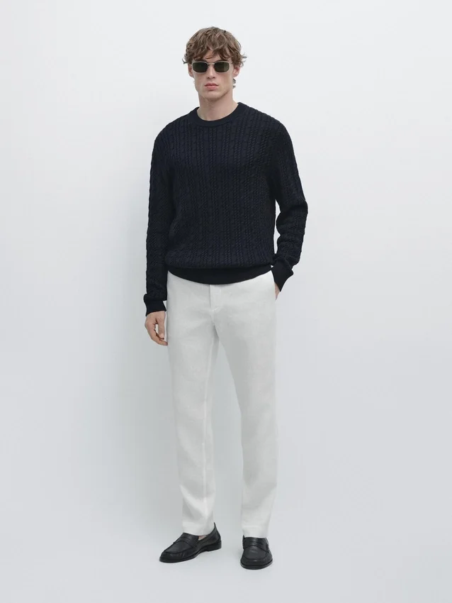 Tapered Fit Linen Trousers Tapered Fit Linen Trousers