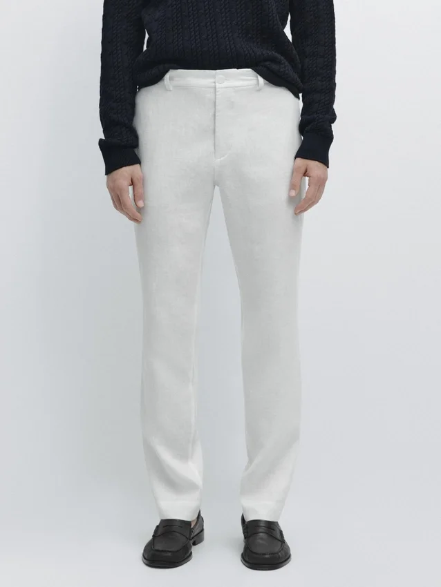 Tapered Fit Linen Trousers Tapered Fit Linen Trousers
