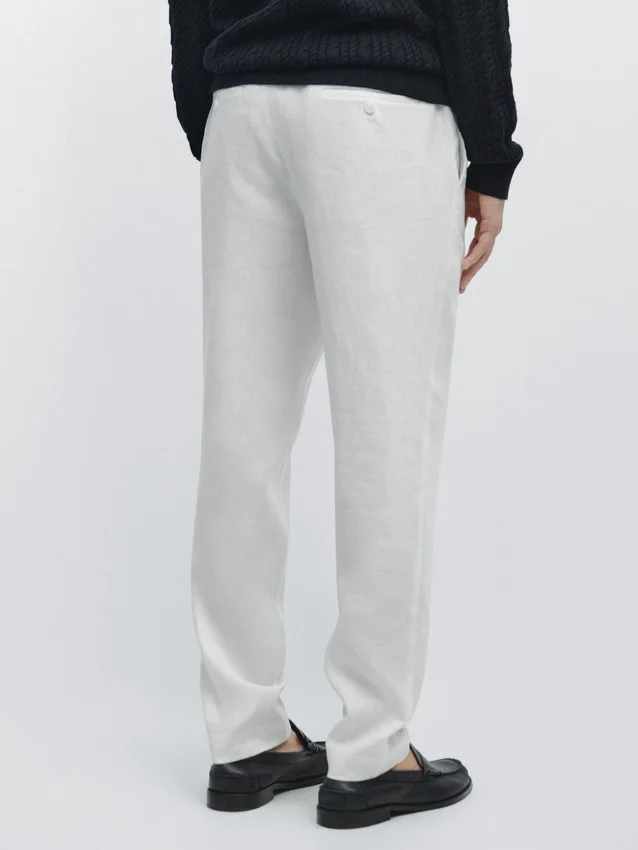 Tapered Fit Linen Trousers Tapered Fit Linen Trousers