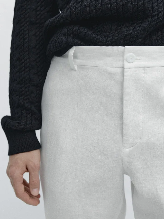 Tapered Fit Linen Trousers Tapered Fit Linen Trousers