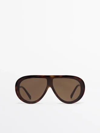 Tortoiseshell-Effect Aviator Sunglasses