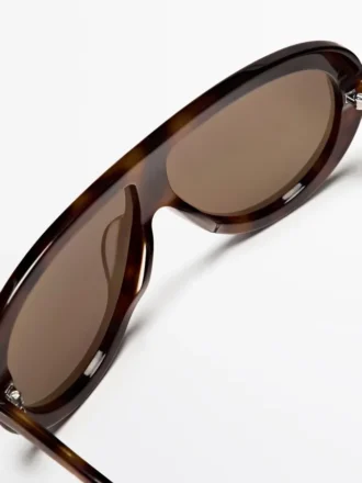 Tortoiseshell-Effect Aviator Sunglasses