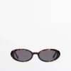 Tortoiseshell-Effect Mini Oval Sunglasses