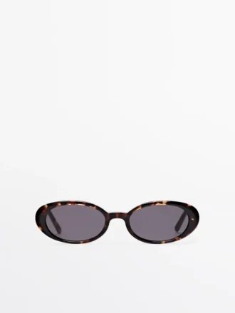 Tortoiseshell-Effect Mini Oval Sunglasses