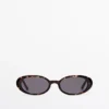 Tortoiseshell-Effect Mini Oval Sunglasses