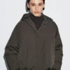 Water-Repellent Bomber Jacket with Hood