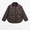 Water-Repellent Puffer Jacket with Corduroy Detail
