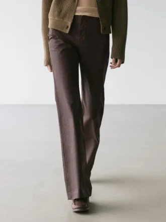 Waxed Flare Fit Trousers