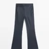 Waxed Flare Fit Trousers