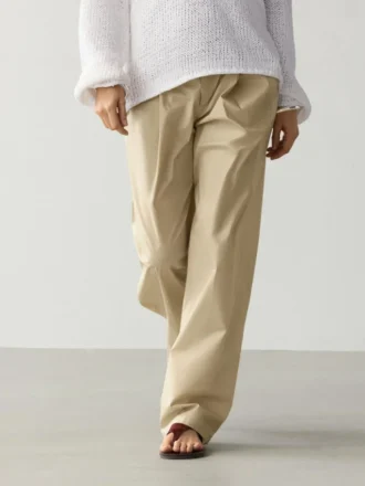 Wide-Leg Cotton Trousers
