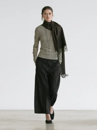 Wide-Leg Cropped Stretch Wool Trousers