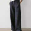 Wide-Leg Pinstripe Linen Trousers
