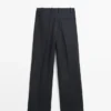 Wide-Leg Pinstripe Linen Trousers