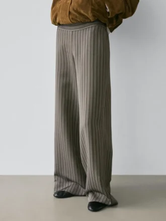 Wide-Leg Trousers with Striped Details