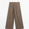 Wide-Leg Voluminous Wool Blend Trousers