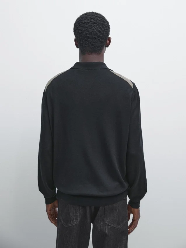 Wool Blend Argyle Knit Polo Sweater Wool Blend Argyle Knit Polo Sweater