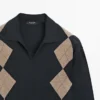 Wool Blend Argyle Knit Polo Sweater Wool Blend Argyle Knit Polo Sweater
