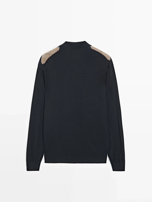 Wool Blend Argyle Knit Polo Sweater Wool Blend Argyle Knit Polo Sweater