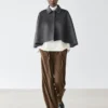 Wool Blend Cape with Shirt Collar
