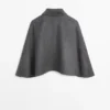 Wool Blend Cape with Shirt Collar