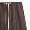 Wool Blend Contrast Drawstring Trousers