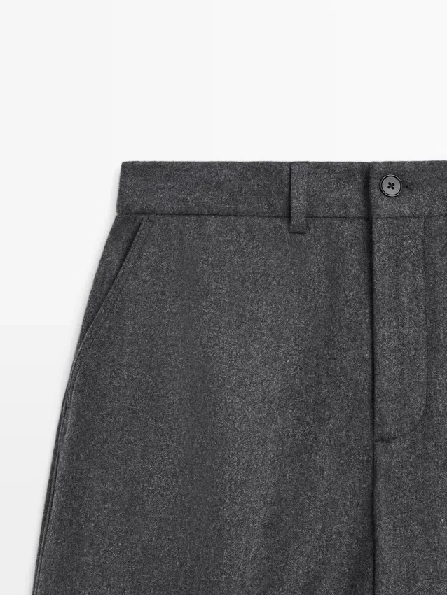Wool Blend Flannel Trousers Wool Blend Flannel Trousers