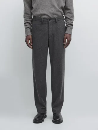 Wool Blend Flannel Trousers