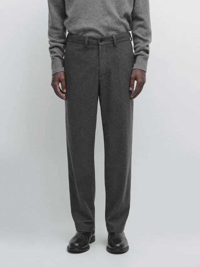 Wool Blend Flannel Trousers Wool Blend Flannel Trousers
